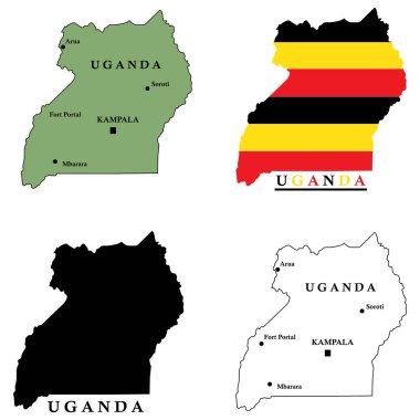 Uganda ülke haritası, vektör illüstrasyon tasarımı arkaplanı