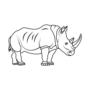 Tek boynuzlu gergedan ikon vektör illüstrasyon tasarımı