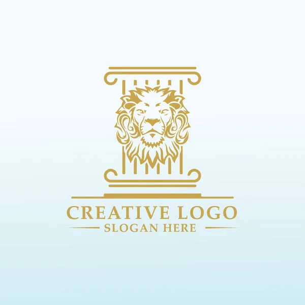 Leeuw Icoon Advocatenkantoor Financieel Logo Ontwerp — Stockvector