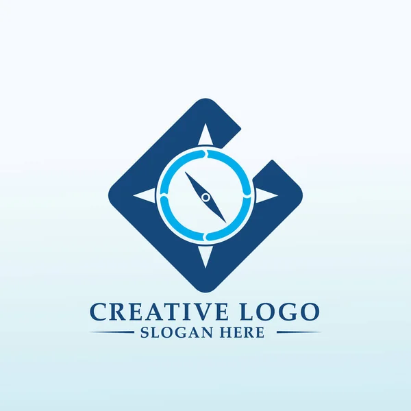 Boussole Montrer Voie Ses Clients Logo — Image vectorielle