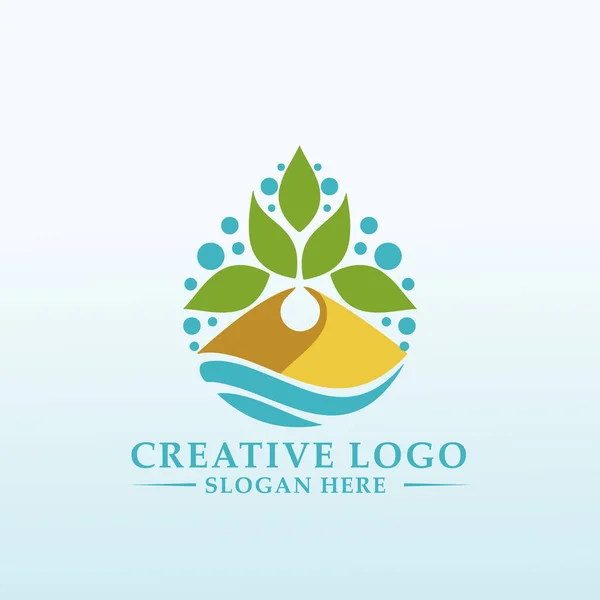 Smarta Jordbrukslösningar Närmare Bestämt Logotypen För Vattenbruk — Stock vektor