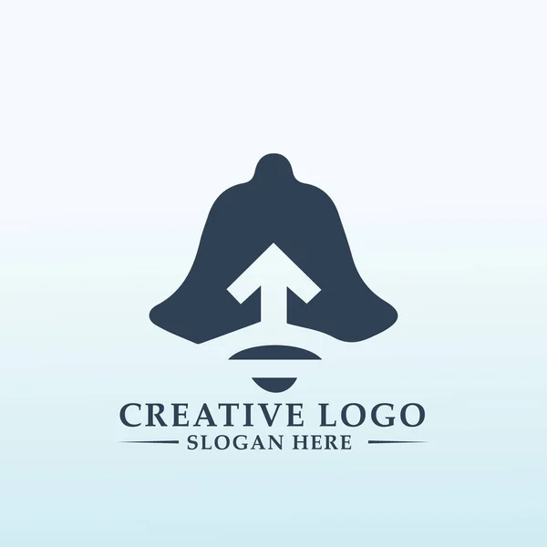Cloche Icône Argent Grandir Logo Design — Image vectorielle