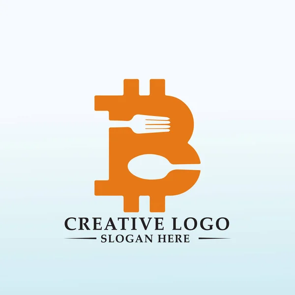 Design Logotipo Para Jantar Exclusivo Moeda Bit — Vetor de Stock