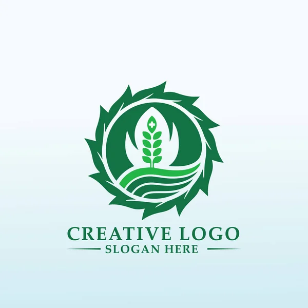 Logo Approprié Pour Production Végétale Biologique Innovante — Image vectorielle