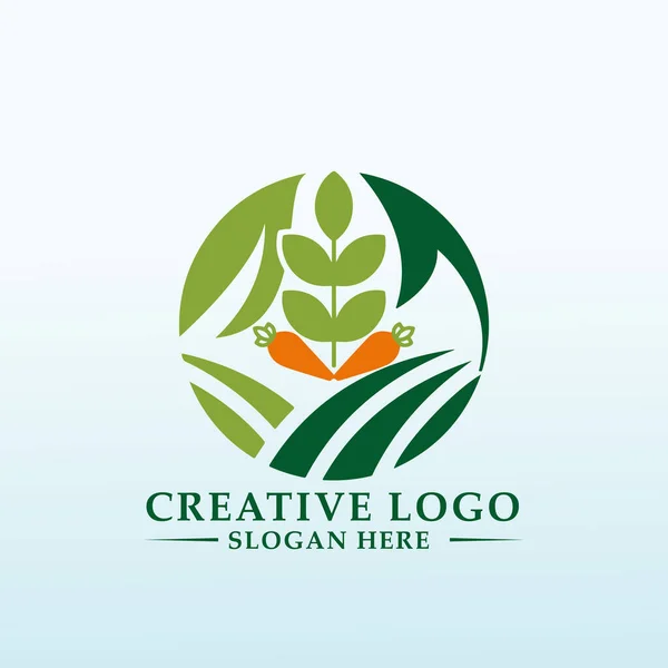 Logotipo Adequado Para Uma Produção Vegetal Biológica Inovadora — Vetor de Stock