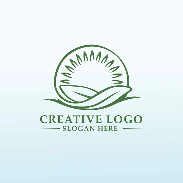 Landwirtschaft Bezogene Geschäft Logo Design Sonne — Stockvektor