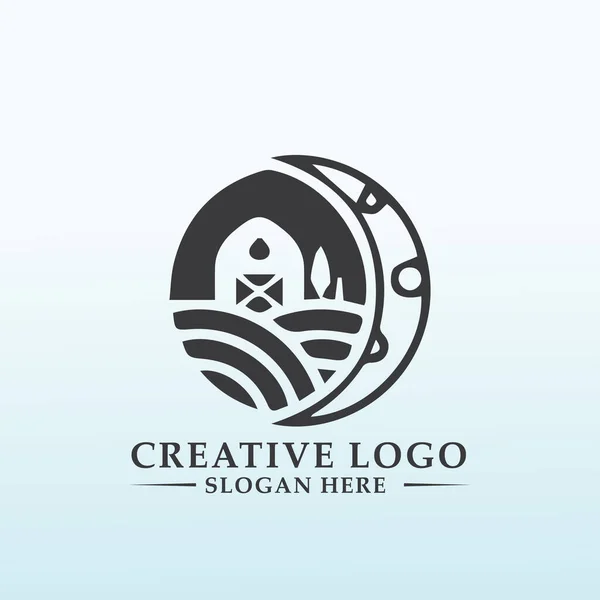 Современный Логотип Сельской Собственности Орбитальной Механикой — стоковый вектор