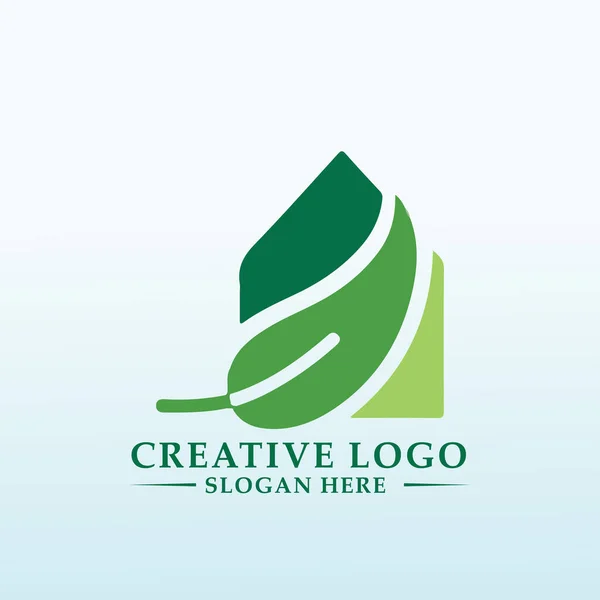 Casa Verde Logotipo Vetor Empresa — Vetor de Stock