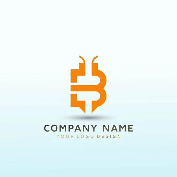 Bokstav Bit Mynt Logotyp Design — Stock vektor