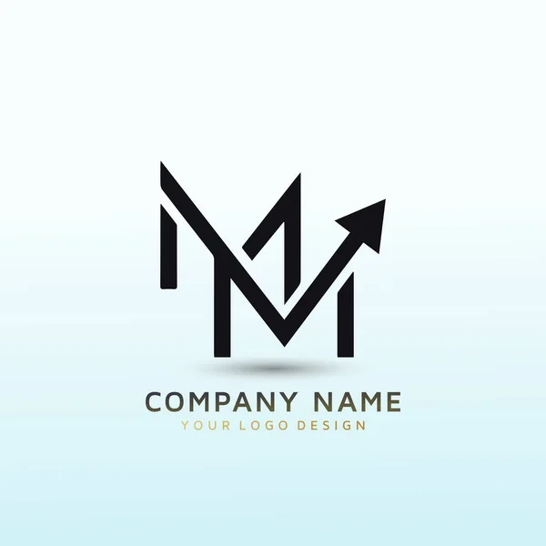 用于查询带有字母Mm的商业标识箭头的简单标识 — 图库矢量图片