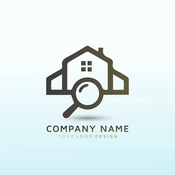 Inspecionar Casas Propriedades Comerciais Logotipo — Vetor de Stock