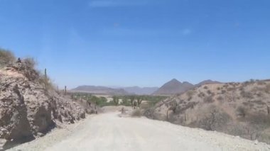 Arjantin 'de, Route 40' ın kaktüs çölünde toprak yol. Yüksek kaliteli FullHD görüntüler