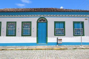 Areias, Sao Paulo, Brezilya. 1 Şubat 2023: Vale do Paraiba, Brezilya 'daki eski şehir hastanesinin güzel cephe süsleri