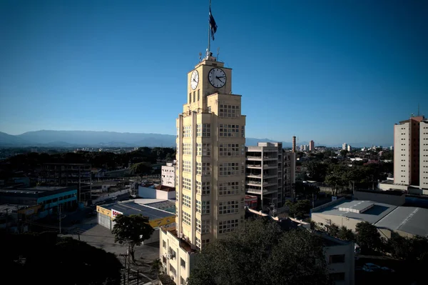 Edificio Cti Taubate Brasil Una Torre Altura Con Reloj Parte —  Fotos de Stock