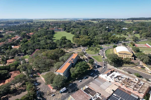 stock image Piracicaba, Sao Paulo, Brazil. June18, 2023. Headquarters of the faculty of agronomy ESALQ - USP. High quality photo. Drone view.