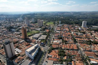 Piracicaba şehri, Brezilya, panorama hava manzaralı 2023 Ağustos. Yüksek kalite fotoğraf