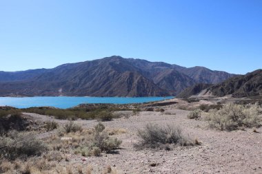 Potrerillos Barajı, Mendoza, Arjantin manzarası. Yüksek kalite fotoğraf