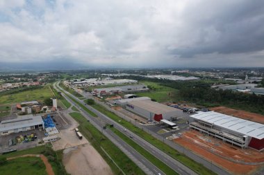 Taubate, SP, Brezilya - 4 Kasım 2023 - Embraer EVE fabrikasının açık hava görüntüsü, Brezilya havacılık endüstrisi. Sadece editörler kullanır. Yüksek kalite fotoğraf. İlk Brezilya Evtol üretim sahası.
