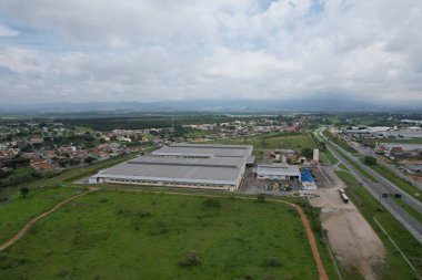 Taubate, SP, Brezilya - 4 Kasım 2023 - Embraer EVE fabrikasının açık hava görüntüsü, Brezilya havacılık endüstrisi. Sadece editörler kullanır. Yüksek kalite fotoğraf. İlk Brezilya Evtol üretim sahası.