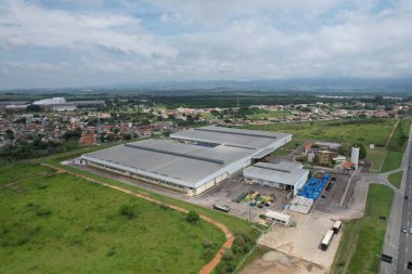Taubate, SP, Brezilya - 4 Kasım 2023 - Embraer EVE fabrikasının açık hava görüntüsü, Brezilya havacılık endüstrisi. Sadece editörler kullanır. Yüksek kalite fotoğraf. İlk Brezilya Evtol üretim sahası.