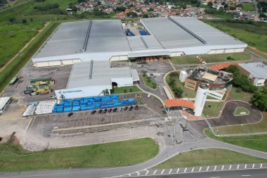 Taubate, SP, Brezilya - 4 Kasım 2023 - Embraer EVE fabrikasının açık hava görüntüsü, Brezilya havacılık endüstrisi. Sadece editörler kullanır. Yüksek kalite fotoğraf. İlk Brezilya Evtol üretim sahası.