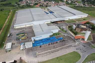 Taubate, SP, Brezilya - 4 Kasım 2023 - Embraer EVE fabrikasının açık hava görüntüsü, Brezilya havacılık endüstrisi. Sadece editörler kullanır. Yüksek kalite fotoğraf. İlk Brezilya Evtol üretim sahası.