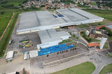 Taubate, SP, Brezilya - 4 Kasım 2023 - Embraer EVE fabrikasının açık hava görüntüsü, Brezilya havacılık endüstrisi. Sadece editörler kullanır. Yüksek kalite fotoğraf. İlk Brezilya Evtol üretim sahası.
