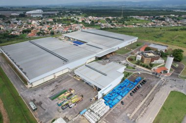 Taubate, SP, Brezilya - 4 Kasım 2023 - Embraer EVE fabrikasının açık hava görüntüsü, Brezilya havacılık endüstrisi. Sadece editörler kullanır. Yüksek kalite fotoğraf. İlk Brezilya Evtol üretim sahası.