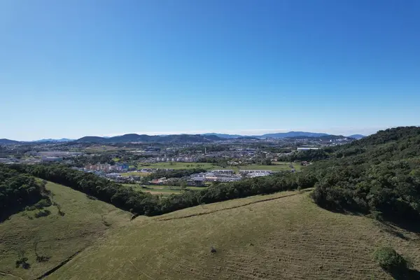 stock image New bypass road in the city of Florianopolis on its inauguration day, aerial view, under strong sunlight