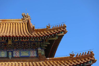 Close up of the building details of building in forbidden city in Beijing , China. High quality photo