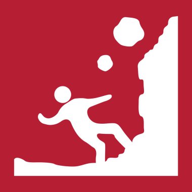 Uyarı Kaya Düşen Turist Sembolü İşareti