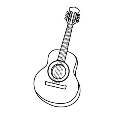gitar, folk müzik, siyah anahat müzik aleti