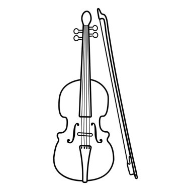 Keman, telli çalgı, keman, siyah ana hatlı müzik aleti