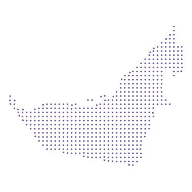 Birleşik Arap Emirlikleri haritası noktalı desen dizaynı mor çember