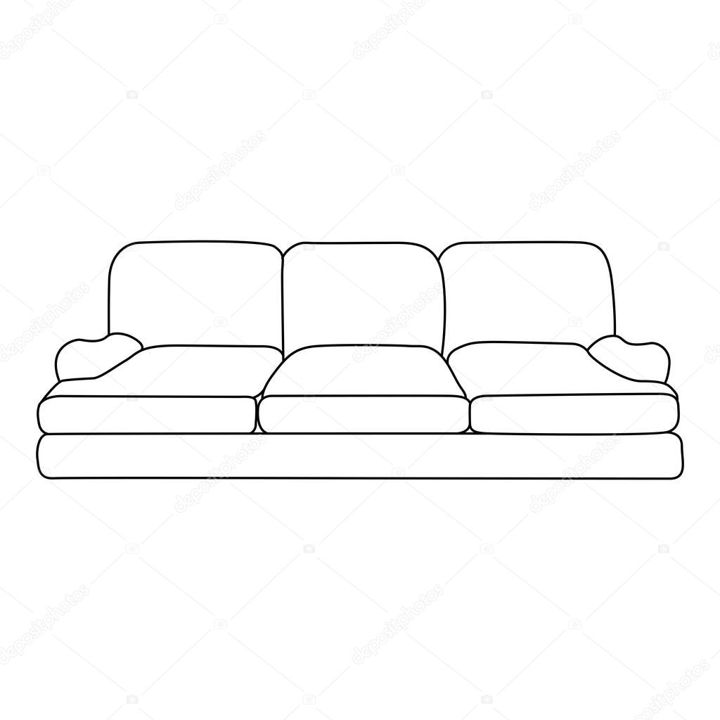 English rolled arm sofa, Minimalist Line art outline drawing