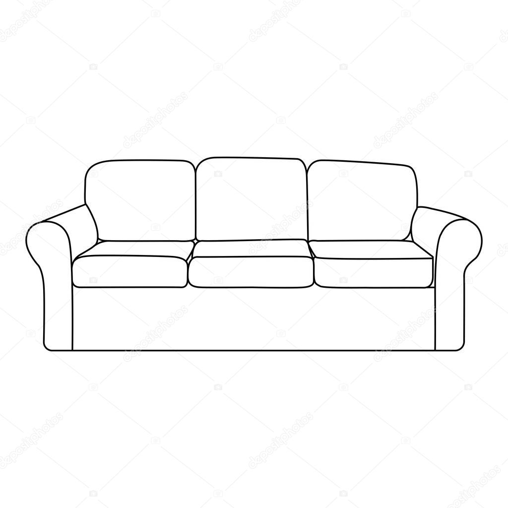 Lawson sofa, Minimalist Line art outline drawing