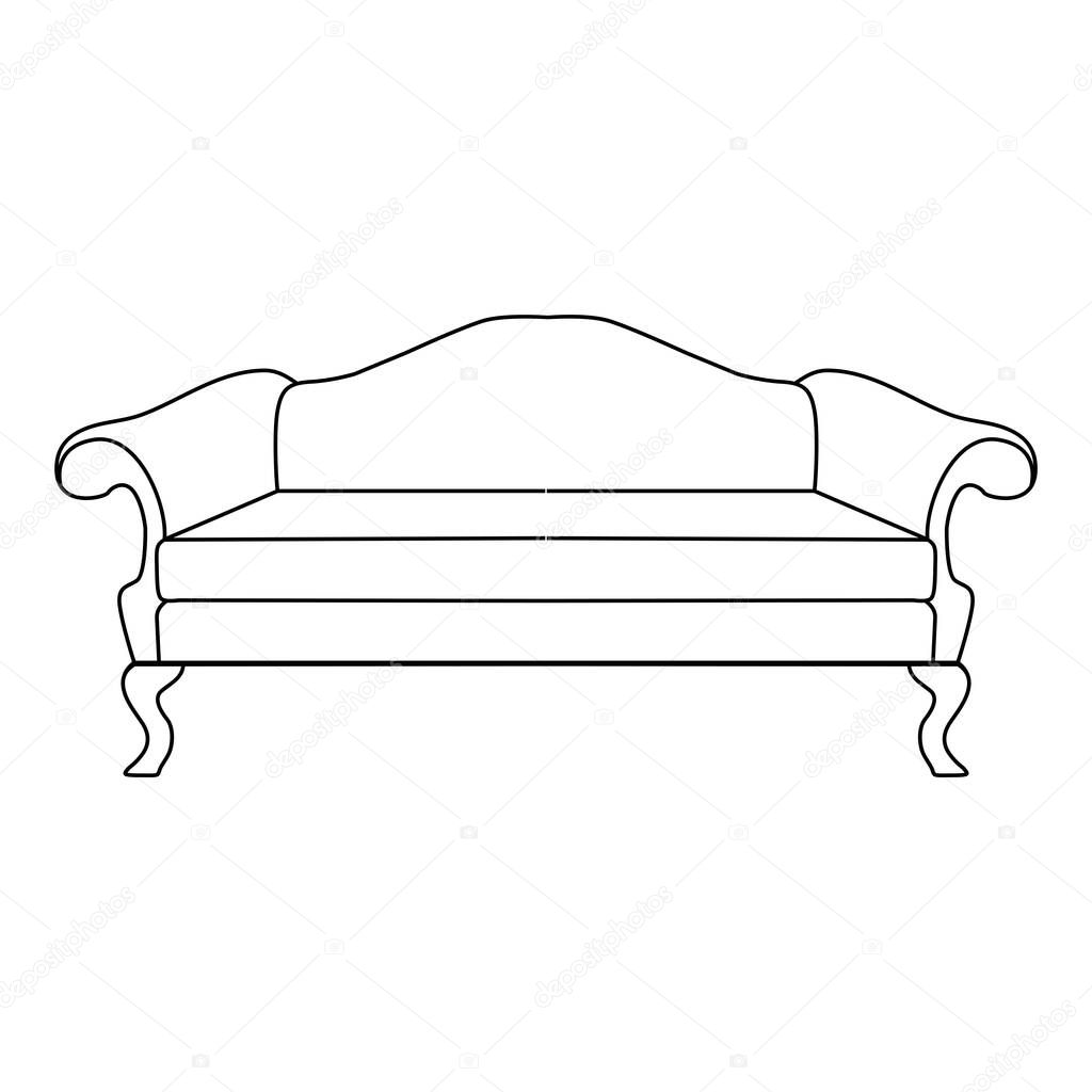 Camel back sofa, Minimalist Line art outline drawing