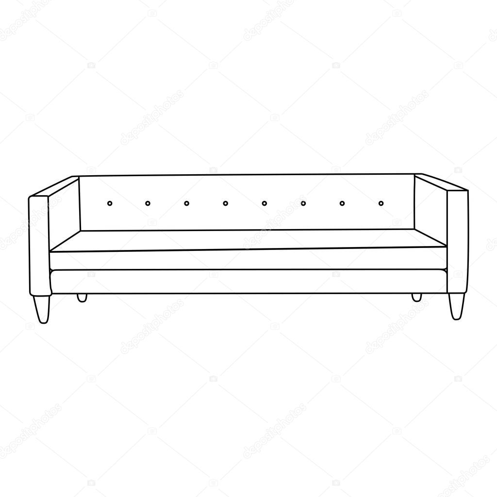 Tuxedo sofa, Minimalist Line art outline drawing