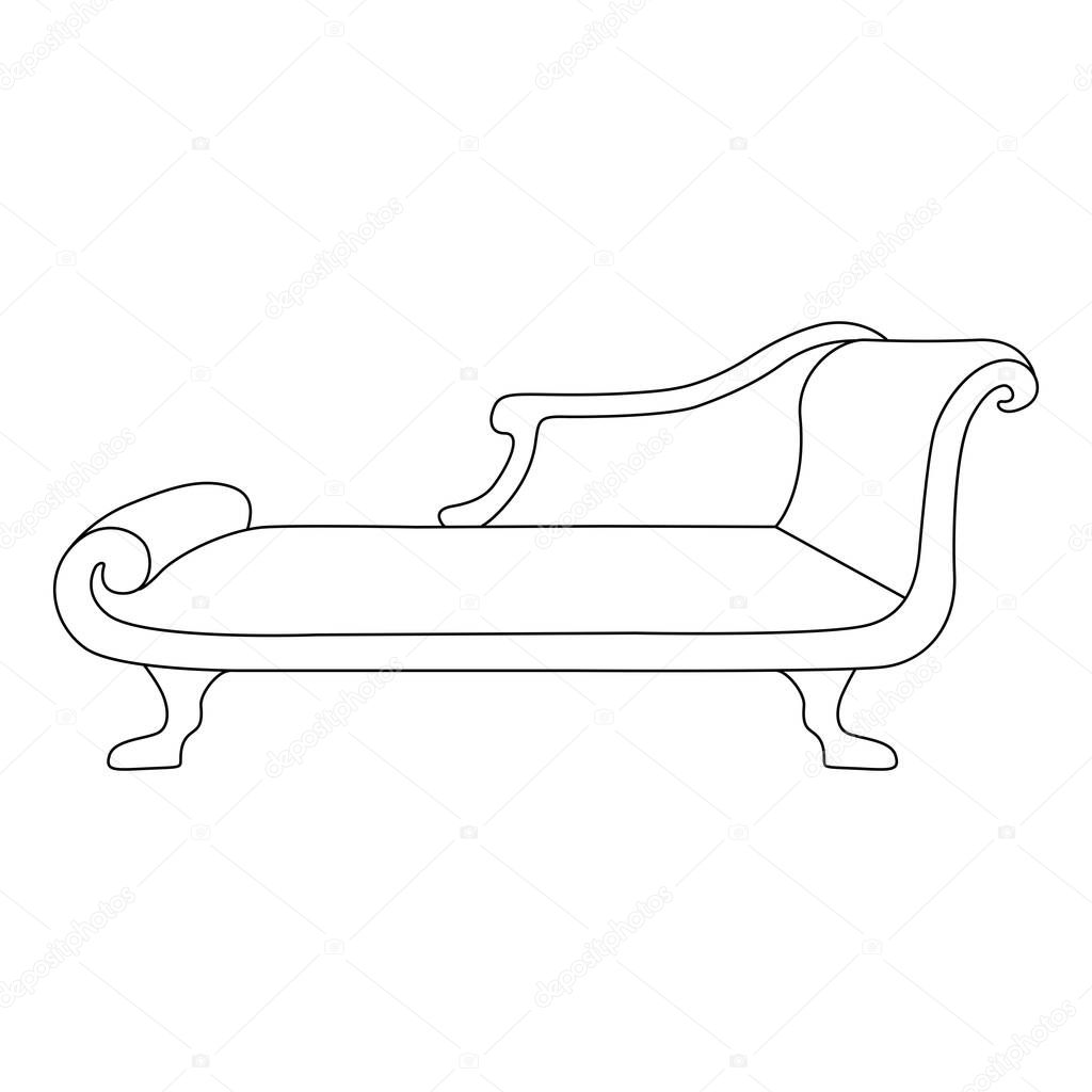 Chaise loungue sofa, Minimalist Line art outline drawing
