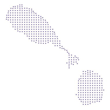 Saint Kitts ve Nevis haritalı nokta desenli mor daire.