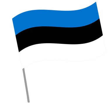 Estonya ulusal bayrağı bayrak direğiyle dalgalanıyor