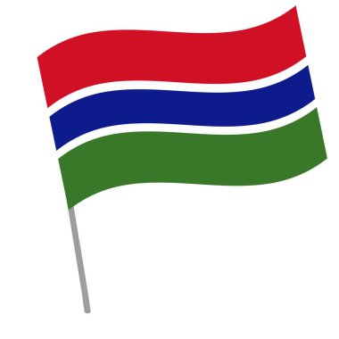 Gambiya ulusal bayrağı bayrak direğiyle dalgalanıyor