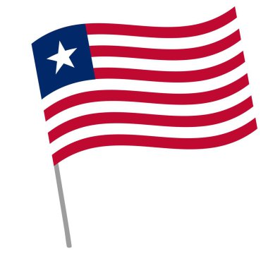 Liberya ulusal bayrağı bayrak direğiyle dalgalanıyor