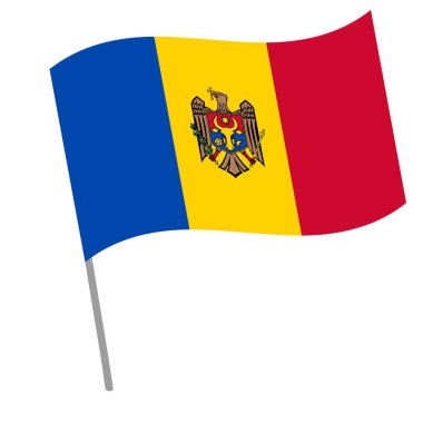 Moldova ulusal bayrağı bayrak direğiyle dalgalanıyor
