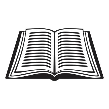 Sayfaları ve basit sanat tasarımı olan açık kitapların minimalist siyah ve beyazı