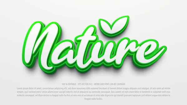 Naturaleza Efecto Texto Editable — Archivo Imágenes Vectoriales