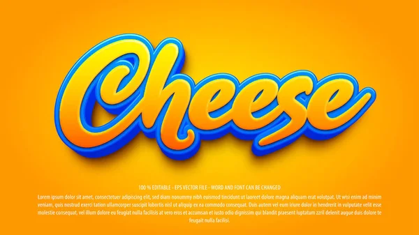 チーズ3D編集可能なテキストエフェクト — ストックベクタ