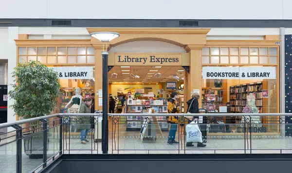 Scranton Pennsylvania 2024 Március Könyvtári Expressz Steamtowni Piactéren Bevásárlóközpont Jogdíjmentes Stock Fotók