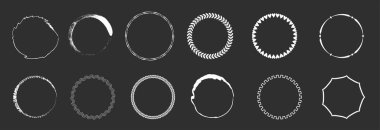 Siyah simli logo, şirket logosu, güzellik stüdyosu ve kişisel kullanım için yuvarlak çerçeveler, fırça darbeleri logosu çerçevesi 