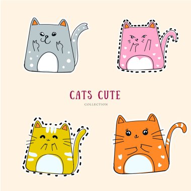 Serbest vektör renkli kedi koleksiyonu